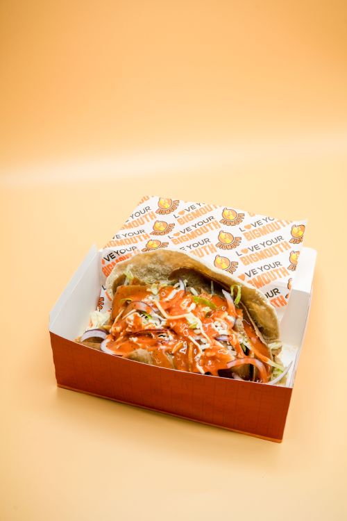  Loaded Wraps with Sauce, Onion and Jalapeno in a Bucket Served at Big Mouth Takeaway Coatbridge