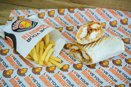 Loaded Wraps with Chips Served at Big Mouth Takeaway Coatbridge 
